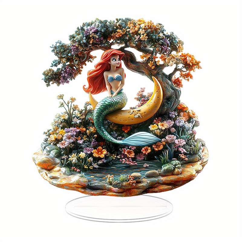 1pc 2D Flat  Disney for Ariel the Little Mermaid Acrylic Standee  Princess Desktop Decor with V
