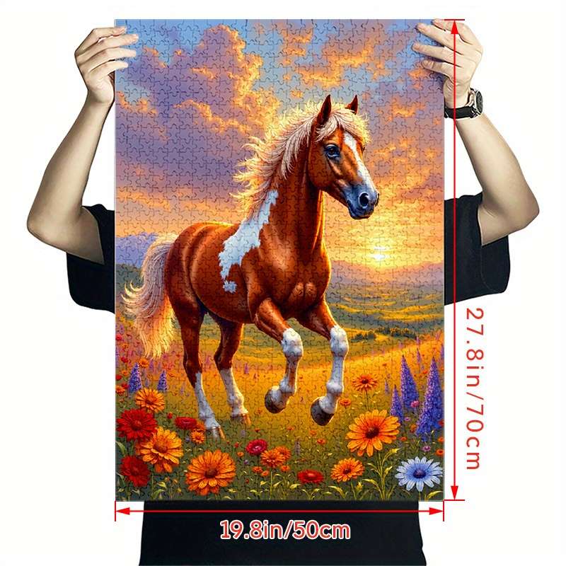 1000pcs Galloping Horse Sunset Jigsaw Puzzle for Adults Premium Anti-Scratch High