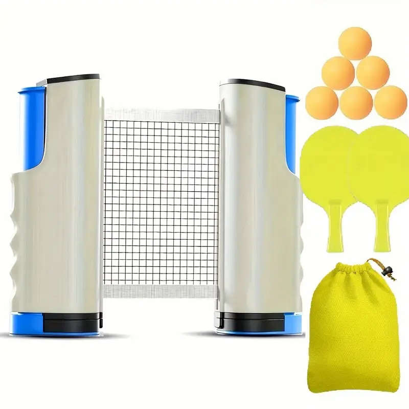 1 Portable Table Tennis Training Set, Including a Retractable Net, 2 Rackets, 6 Table Tennis Balls