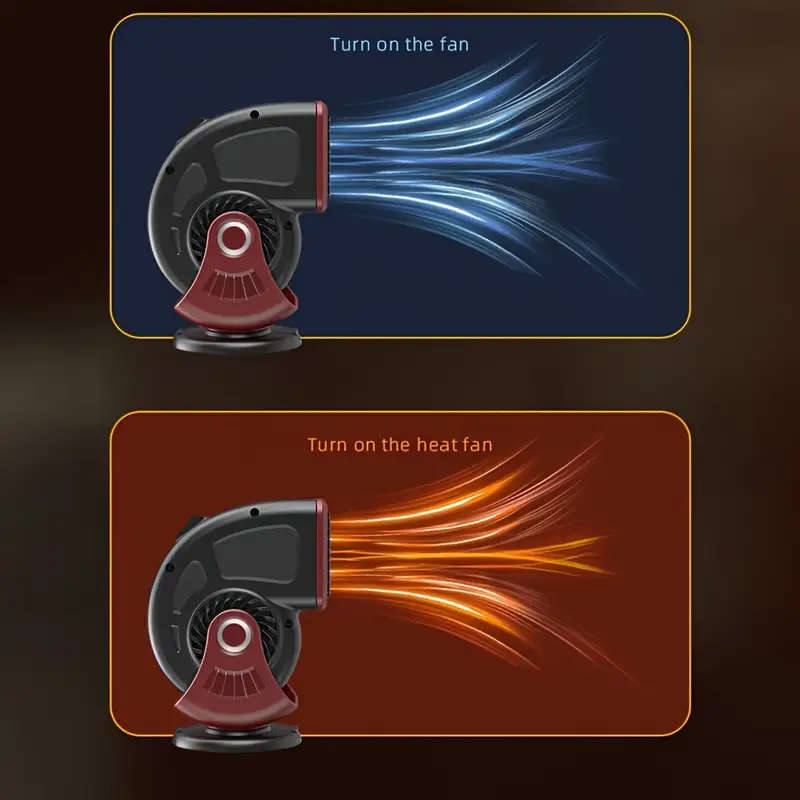 1pc 150W Portable Electric Car Heater 12V Plug-in Fan with Defogger Defroster Demister Color sent ra
