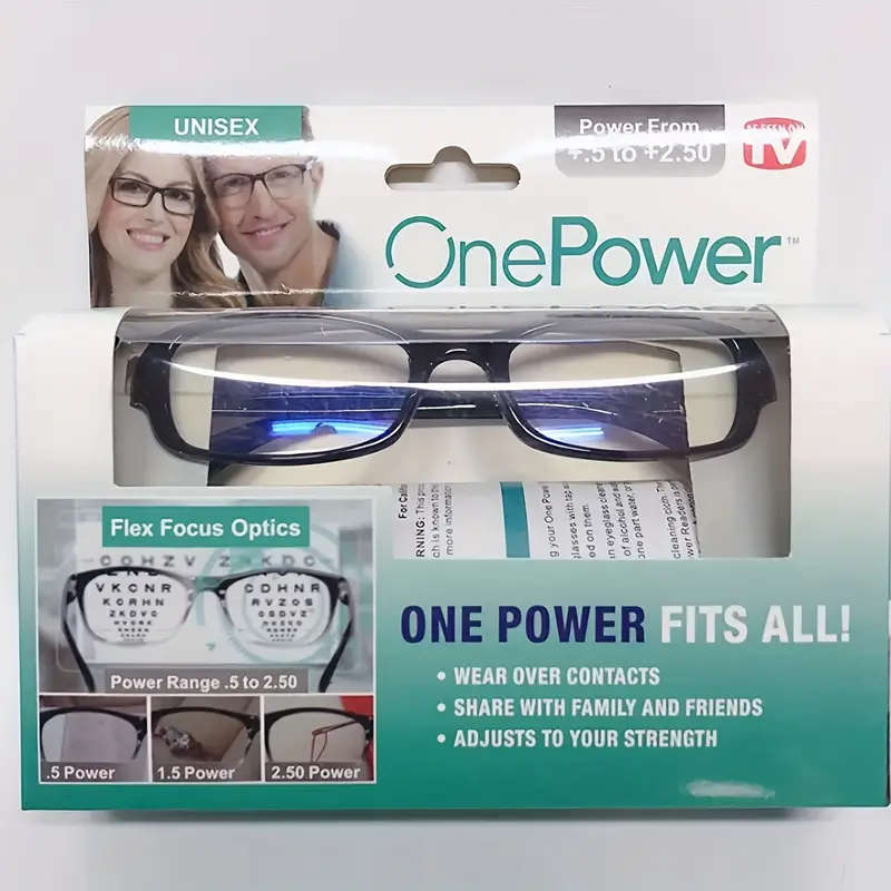 One Power Adjustable Multifocal Reading Glasses - Focus Auto-Adjusting Optic Readers Ranges From 0.5
