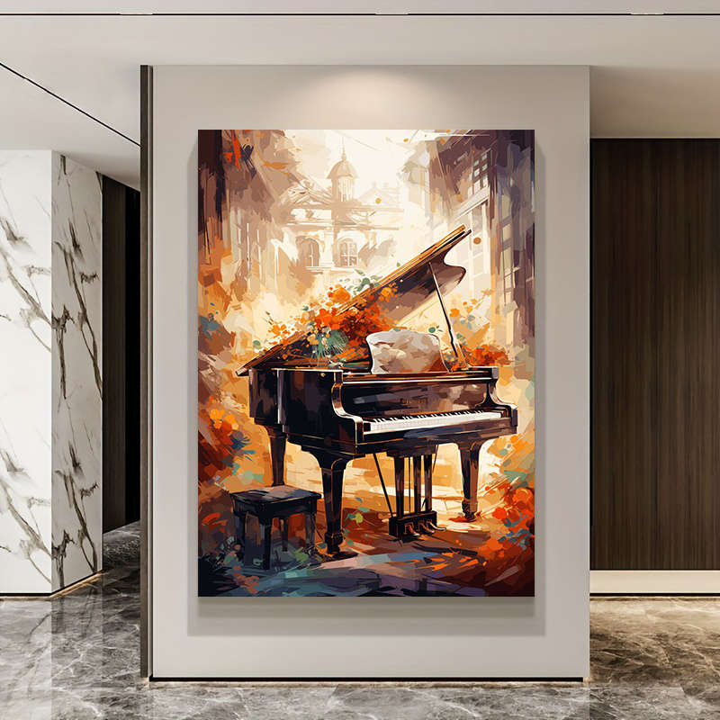 1pc  23.62x35.43in 60cmx90cm Frameless Modern Abstract Colorful Piano Print Art Wall Art Canvas