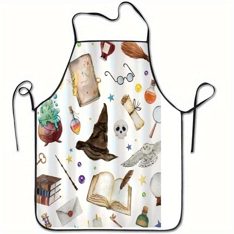 1pc Magic Themed Items and Symbols Printed Sleeveless Polyester Apron 110g m? Woven 100% Pol