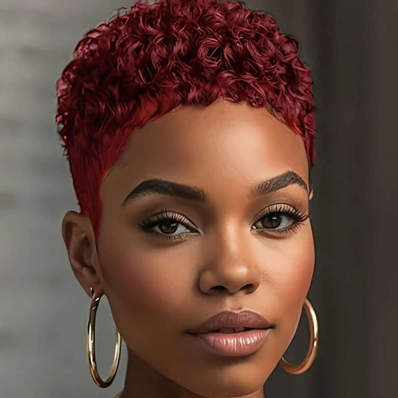 WomenS Short Brown Curly Wig
