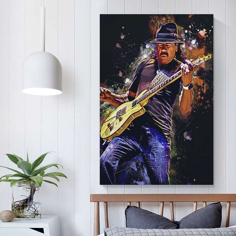 1pc  Unframed Canvas Poster Carlos Santana Guitar Art Poster Modern Satin Canvas Wall Decor