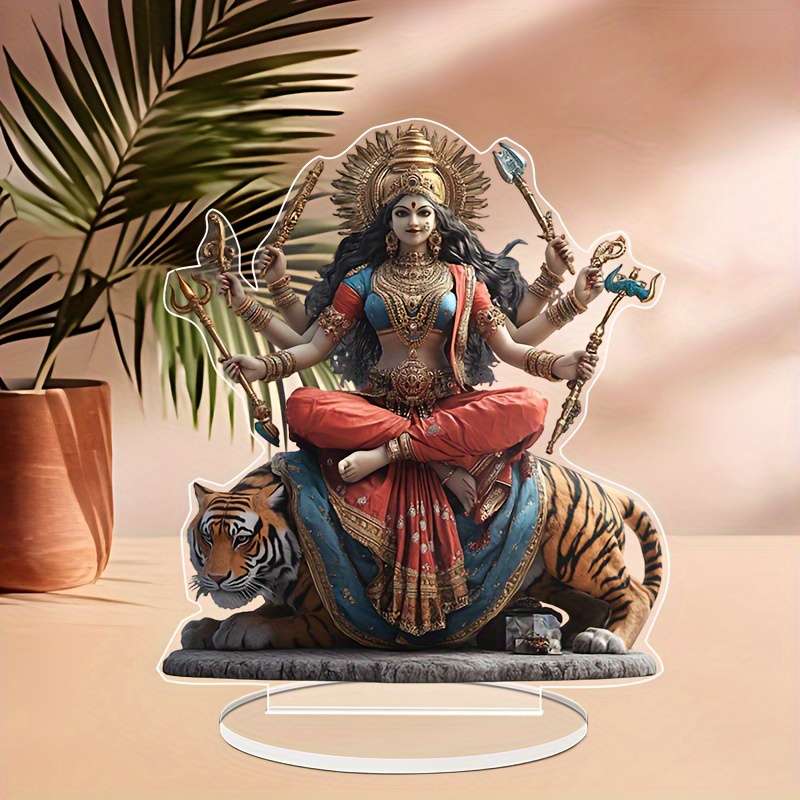 1pc 2D Flat   Vibrant Durga Acrylic Table Decoration 16.0cm x 18.03cm Colorful Designed Exqu