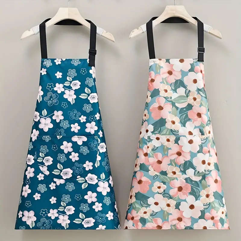 1pc Chic Waterproof Oil-Resistant Kitchen Apron for Women Durable Perfect for Cooking Bak