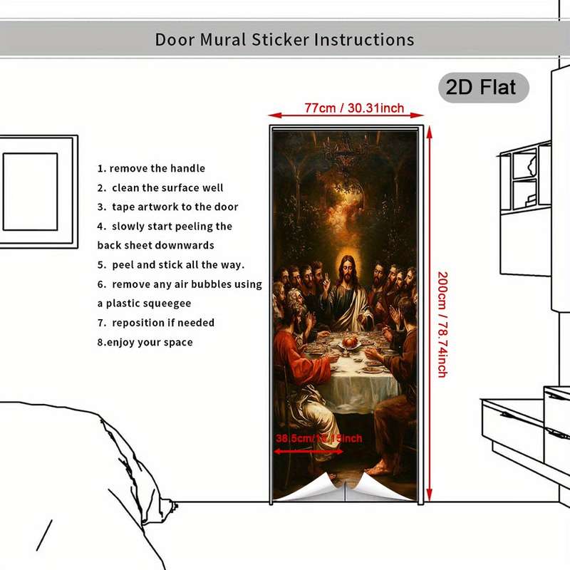 1pc 30.3x78.7 inches   77x200 cm   Jesus Christian Themed Stickers