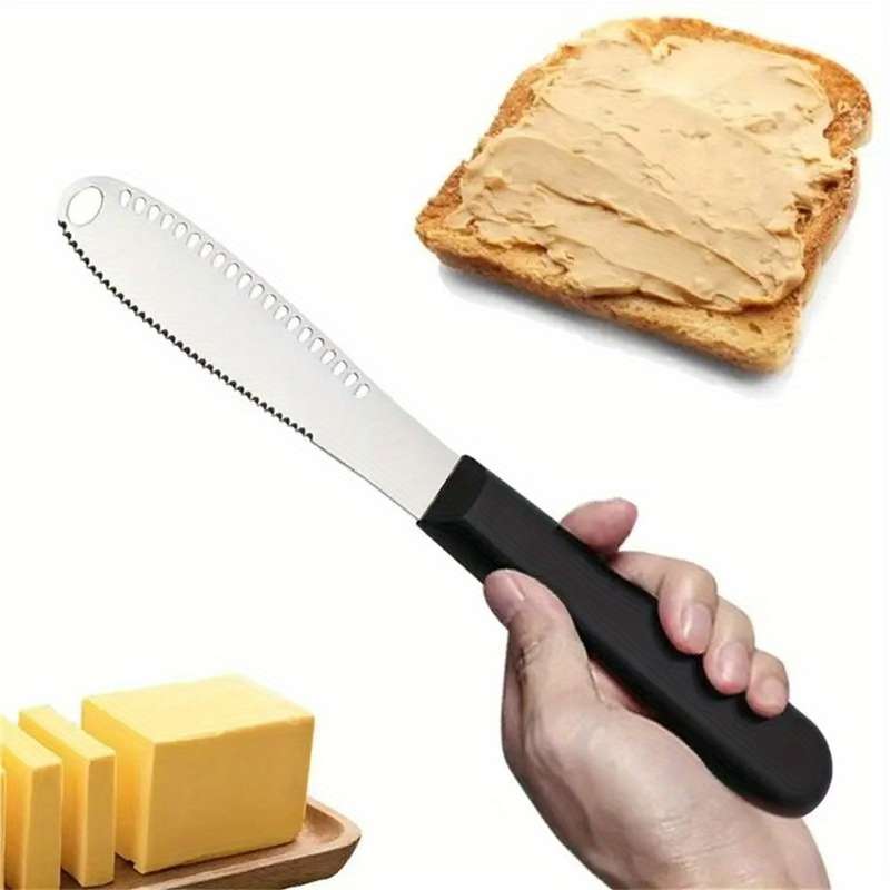 1pc Stainless Steel Cheese Knife 4-Inch Butter Knife with Holes Suitable for Cheese Bread Jam