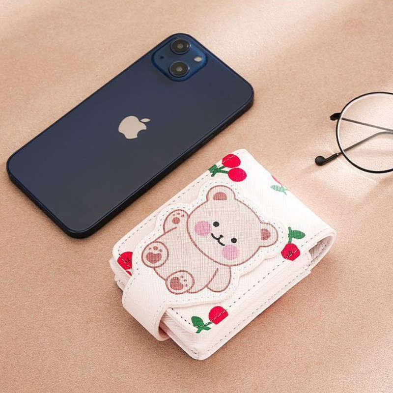 1pc Cute Cartoon Lipstick Holder with Mirror Portable Mini Makeup Bag for On-the-Go Touch-Ups