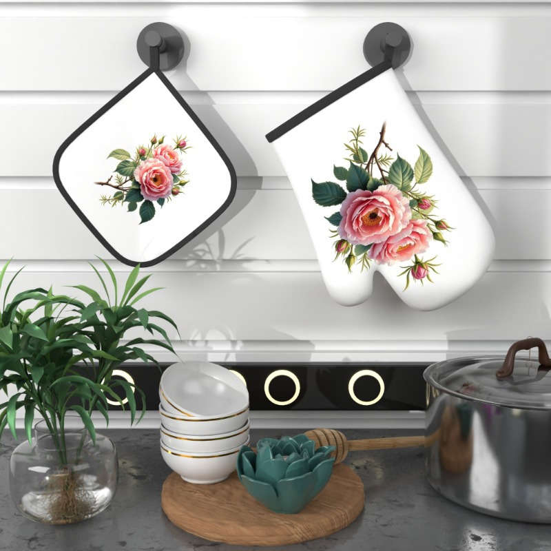 2pcs 26.92x17.02 cm Heat Resistant Oven Mitts And Potholders