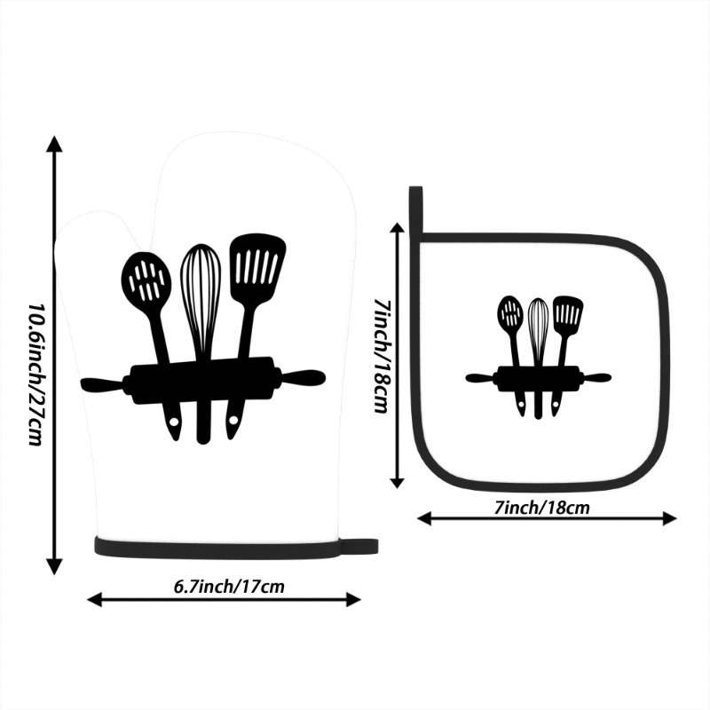 2pcs 26.92x17.02 cm Heat Resistant Oven Mitts And Potholders