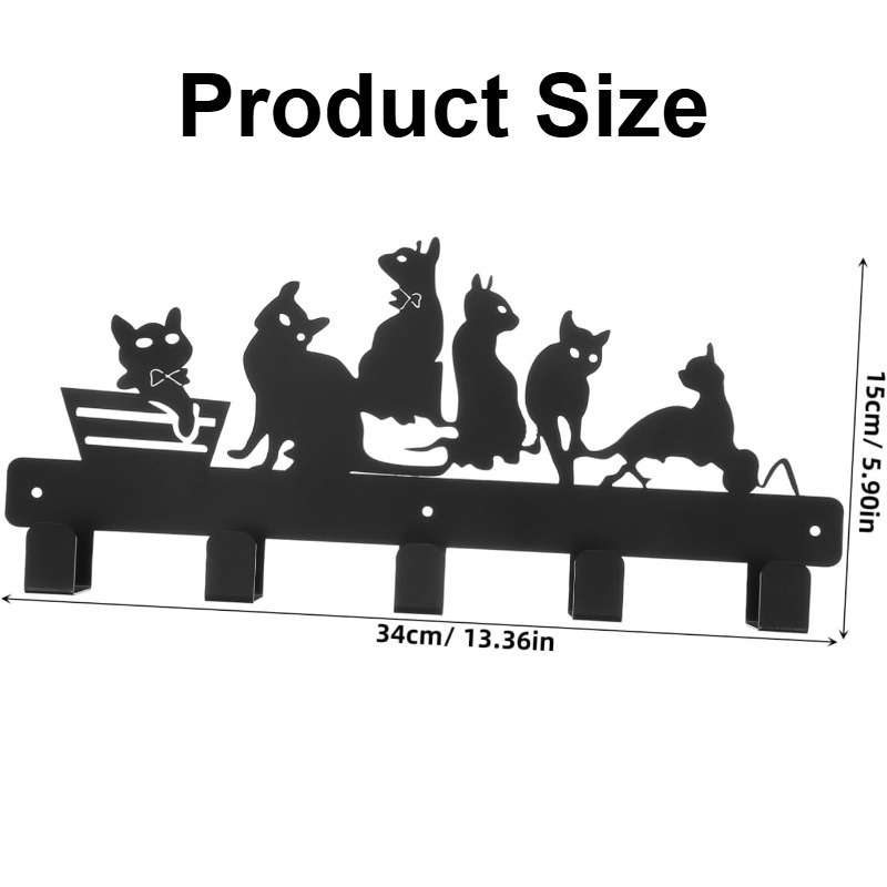 1pc Cat-Themed Wall-Mounted Coat Rack HolderMulti-Purpose Iron Hooks for Coats Hats KeysEasy