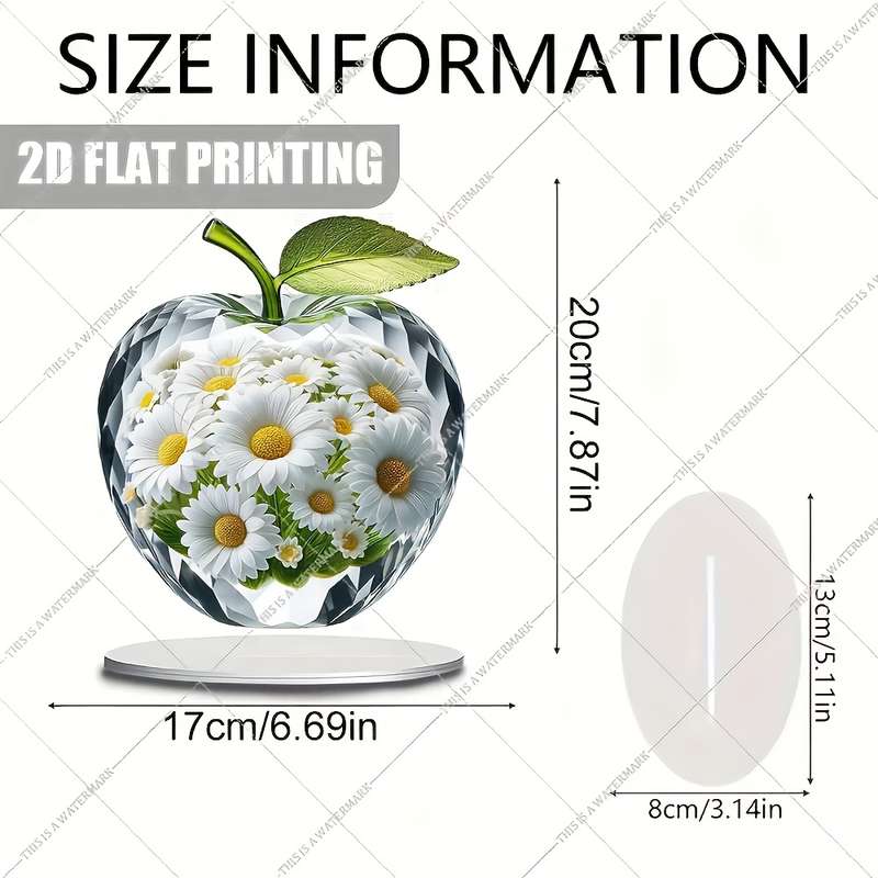 1pc 2D Flat   Crystal Apple Catcher Decoration Tabletop Glam Acrylic No Text  Plane Craft E