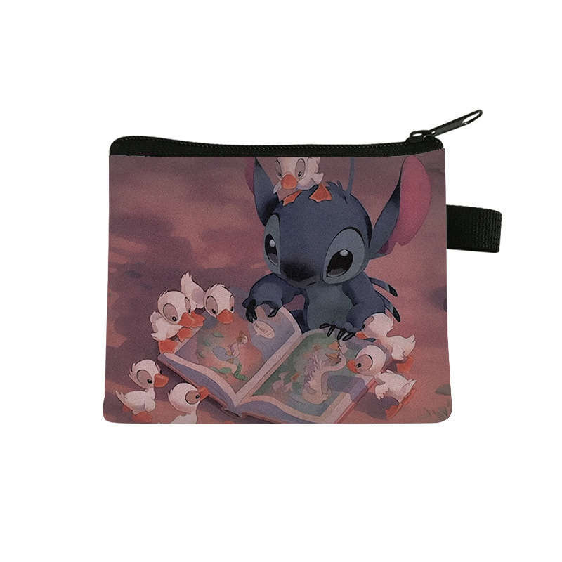 1pc Disney Stitch Zipper Wallet Cute Large Capacity Keychain Pouch with Stitch Ducklings De