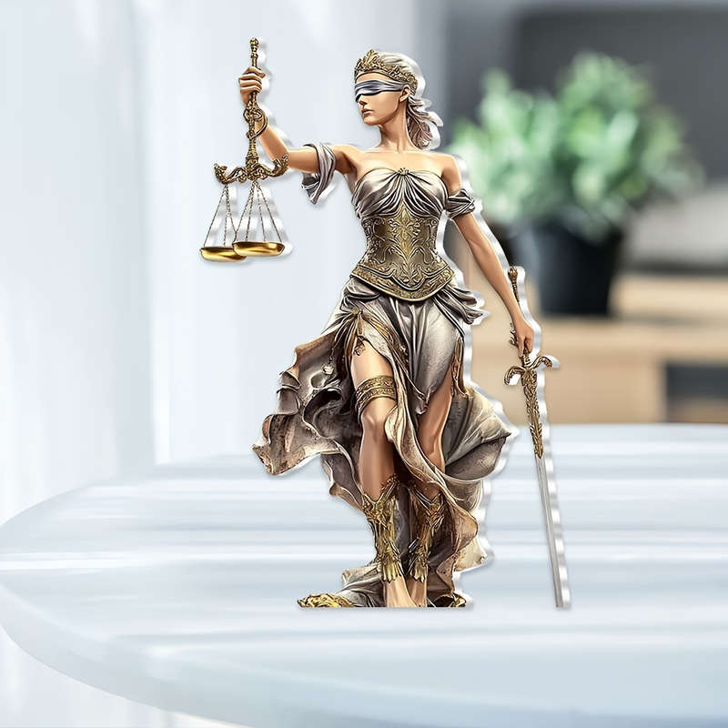 1pc 2D Flat   Elegant Bohemian Goddess Justice Acrylic Table Decoration 15.01cm x 10.01cm
