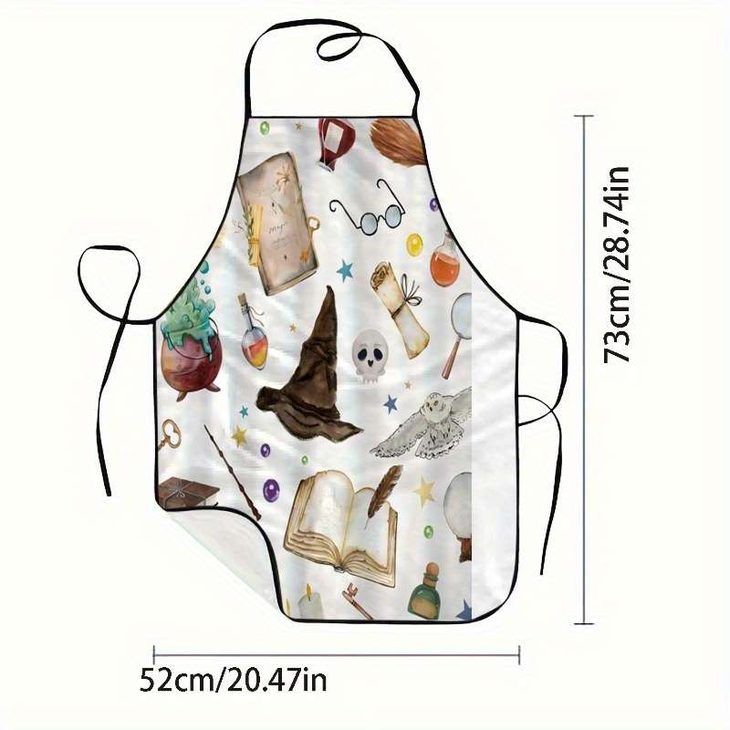 1pc Magic Themed Items and Symbols Printed Sleeveless Polyester Apron 110g m? Woven 100% Pol
