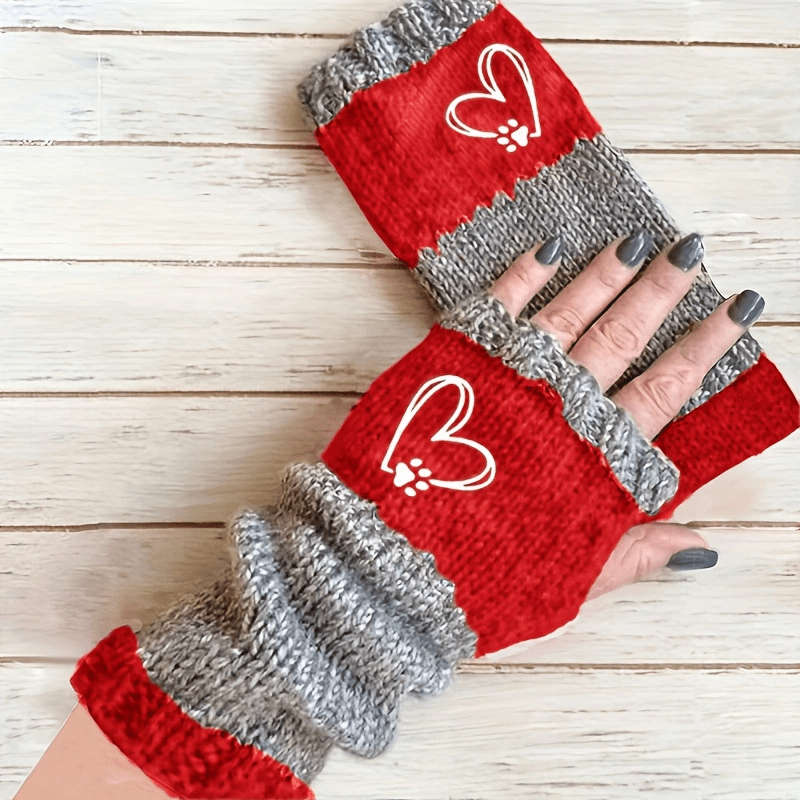 1 Pair Red Warm Gloves