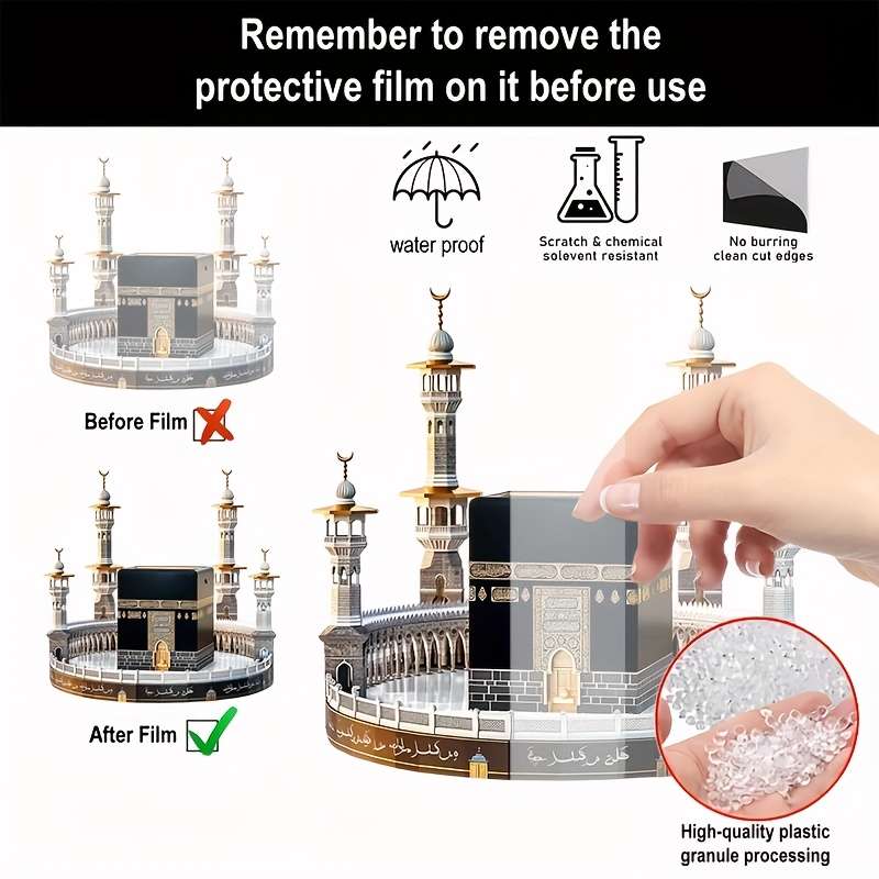 1pc 2D Flat    Acrylic Mosque Model with Stand Detailed Islamic Architecture Desktop Display