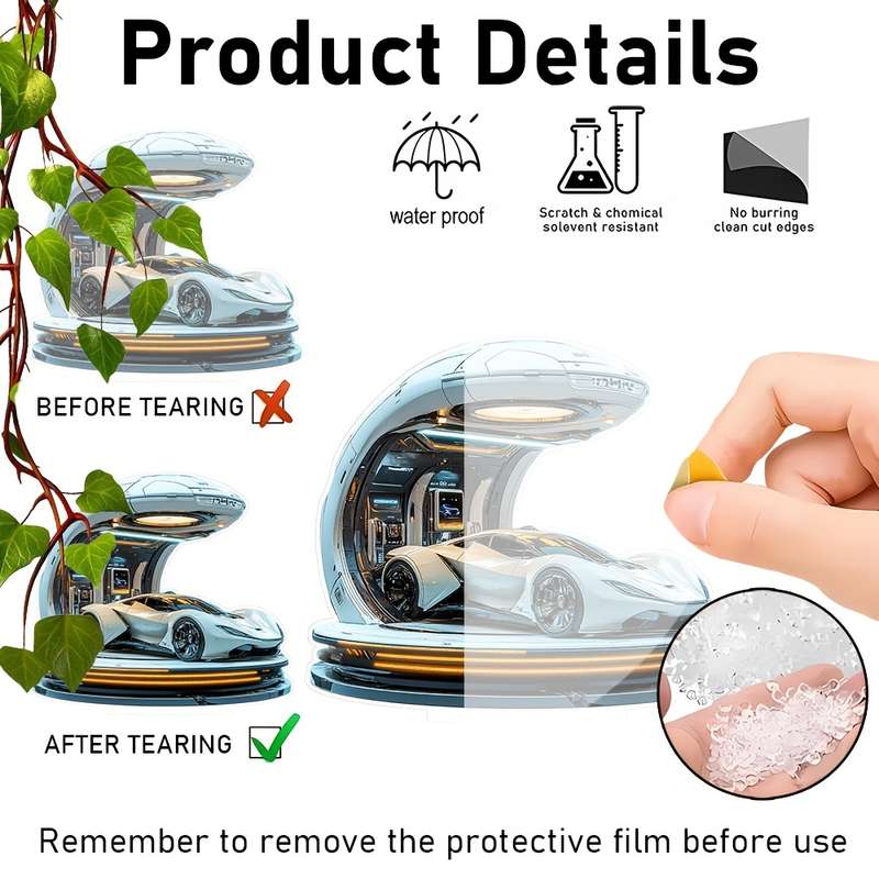 1pc 2D Flat  Bohemian  Acrylic Sports Car Gas Station Decorative Sign with Stand Sleek White