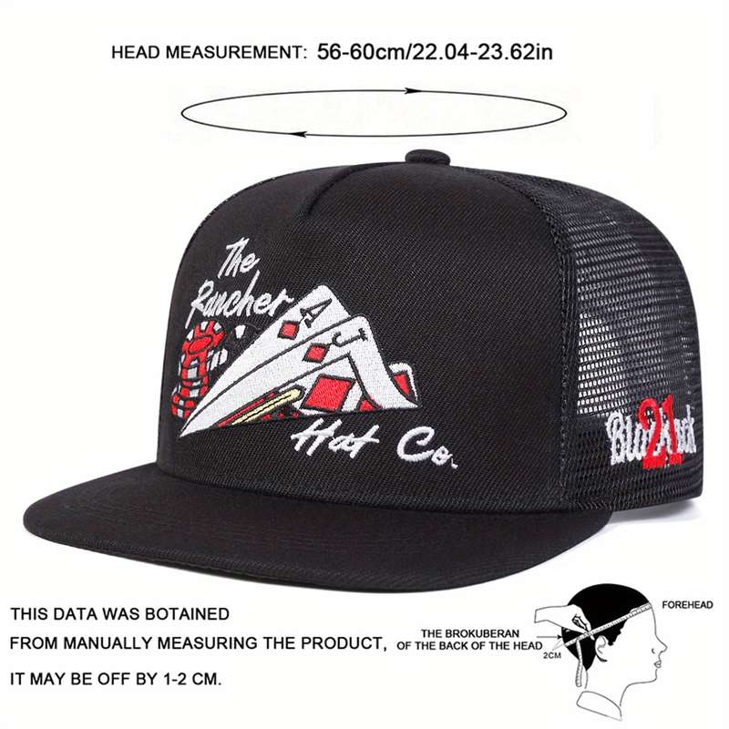 1pc Men'S Hip Hop Poker Card Baseball Cap Adjustable Mesh Snapback Hat Casual Sports Style 100%