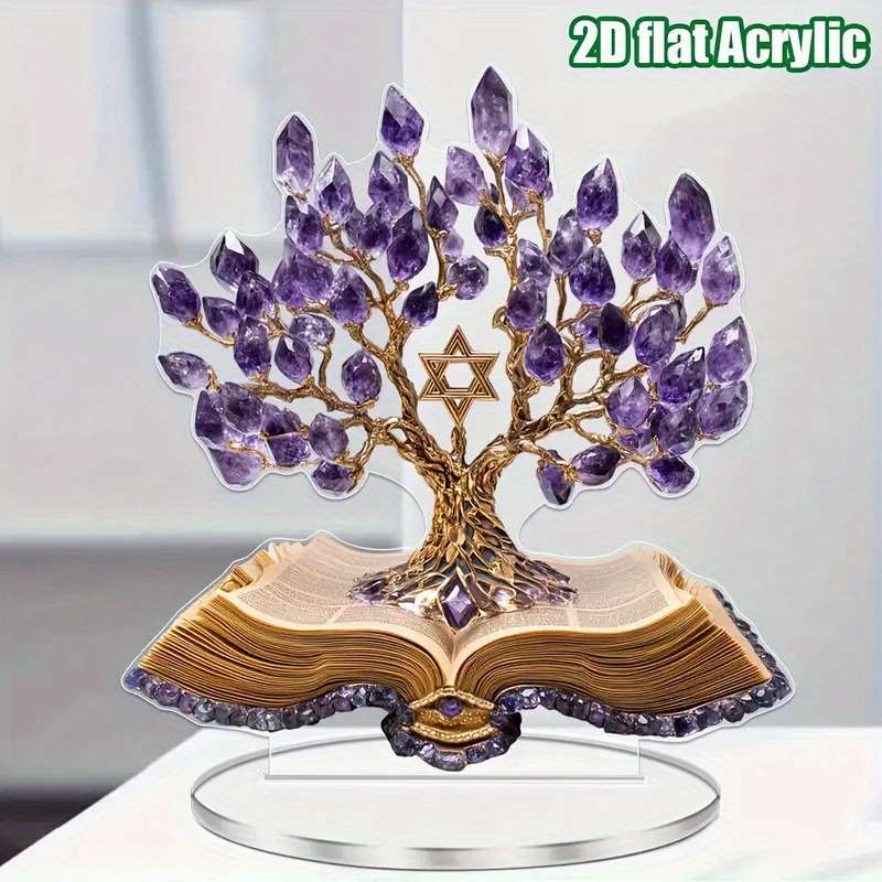 1pc 2D Flat  Acrylic Life Tree Plaque with Star of David Bohemian Spiritual Decoration Perfect Gi