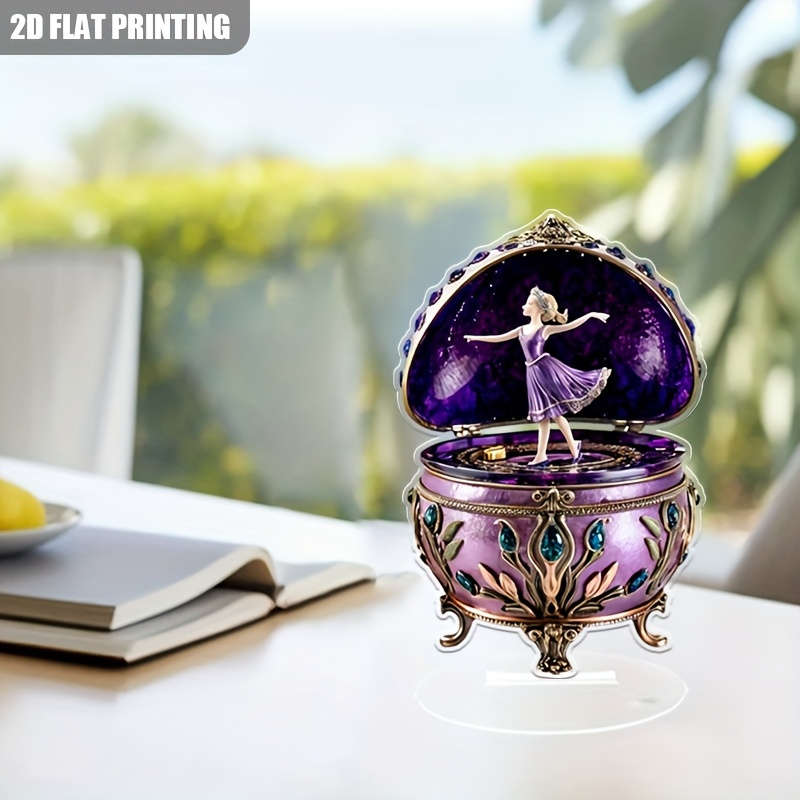 1pc 2D Flat    Acrylic Music Box Decorative Ornament with Charming Dancing Elf Design Re