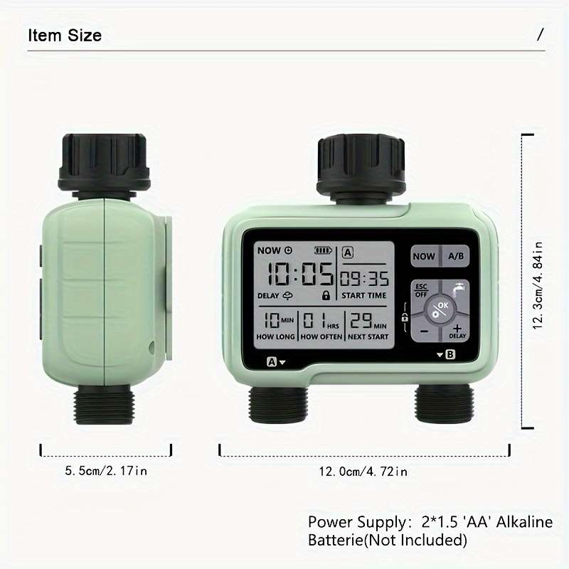 1Pc Timing System 2 Outlet Water Timer Watering Up