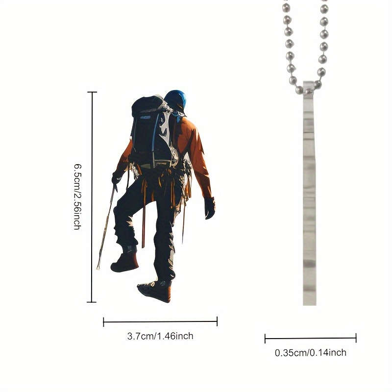 1pc 2D Flat   Acrylic Mountain Hiker Pendant Versatile Car Mirror Backpack Keychain Decor