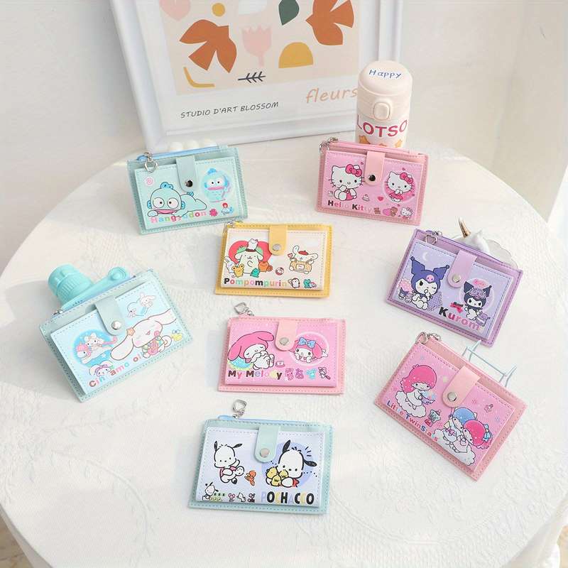 1pc Sanrio Kuromi Multi-Functional Card Holder Coin Purse C Cute Cartoon Design PU Material