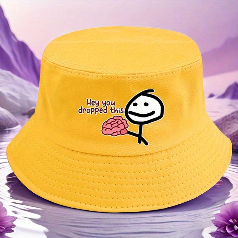 1pc "Hey You Dropped" Printed Bucket Hat Lightweight Polyester Woven Non-Stretch Multicolor