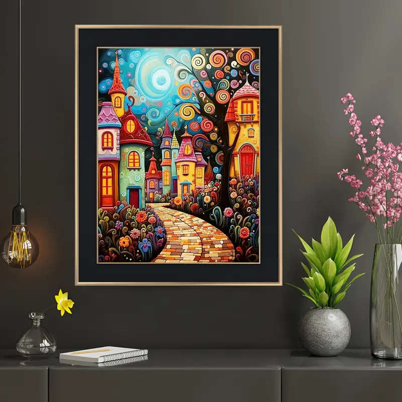 1pc Print Painting 2D Fairy Tale Castle Canvas Art Perfect Home Decor Choice 30.48x40.64cm Unframed
