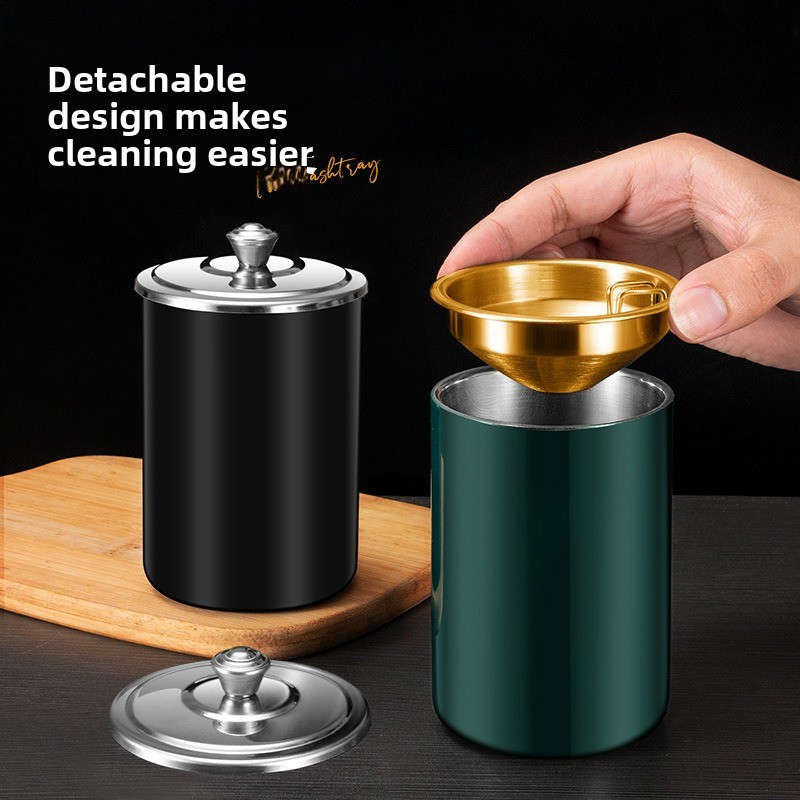 1pc Stainless Steel Home Living Room With Cover Ashtray Hotel Anti-fly Ash Drop-proof And Windproo