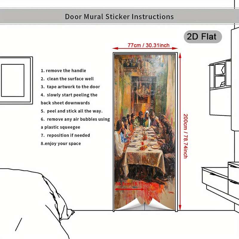 1pc 30.3x78.7 inches   77x200 cm   Jesus Christian Themed Stickers