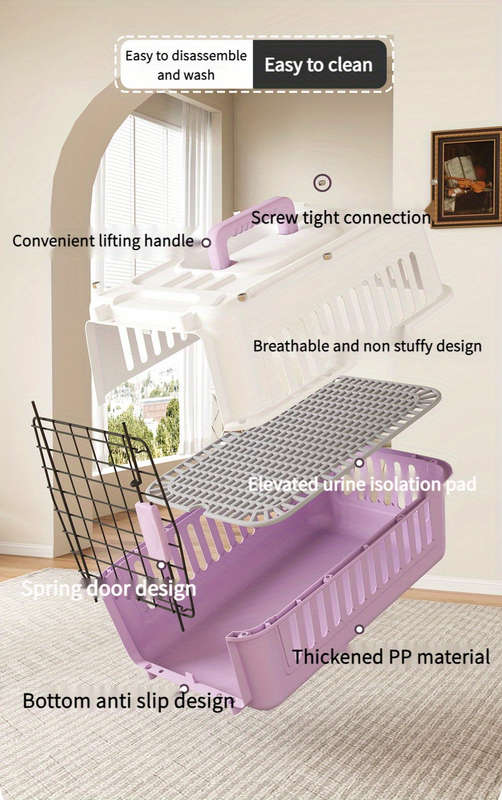 1pc Grey size Air Box + Hanging Bowl + Partition + Urine PadPet Cage