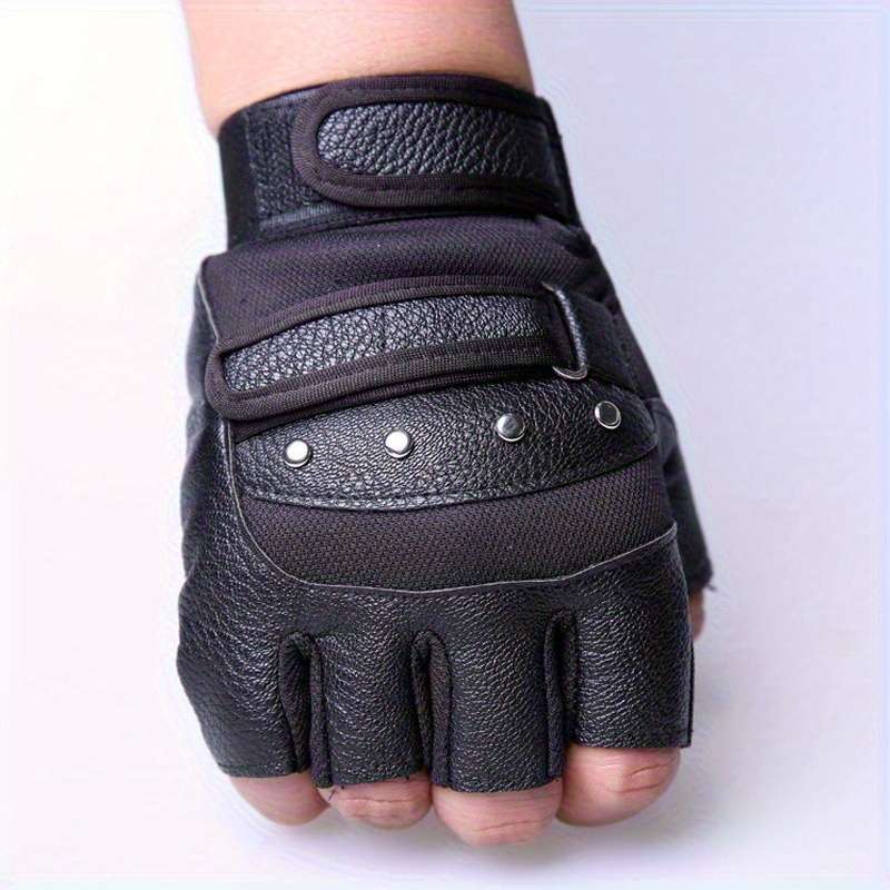 1 Pair Black PU One Size Outdoor Sports Gloves