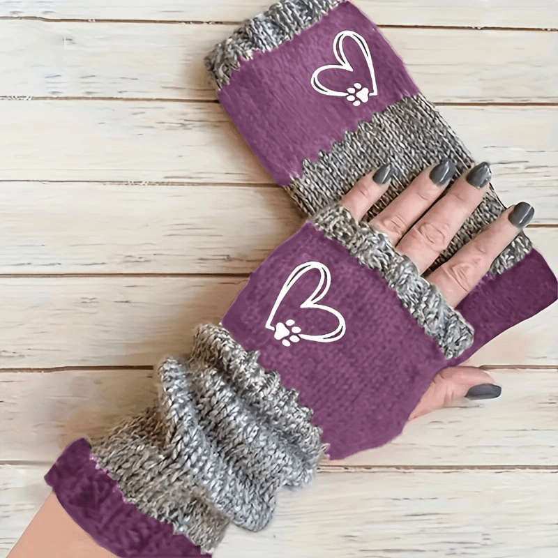 1 Pair Red Warm Gloves