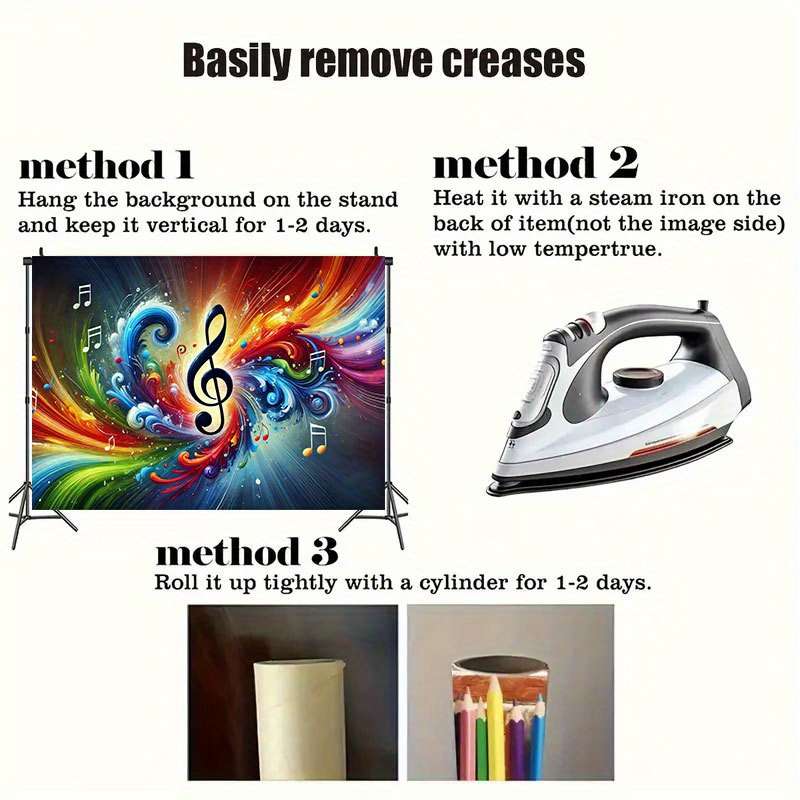 1pc 243.84x182.88cm Vibrant Musical Note Dance Polyester Backdrop Banner Colorful Abstract Design