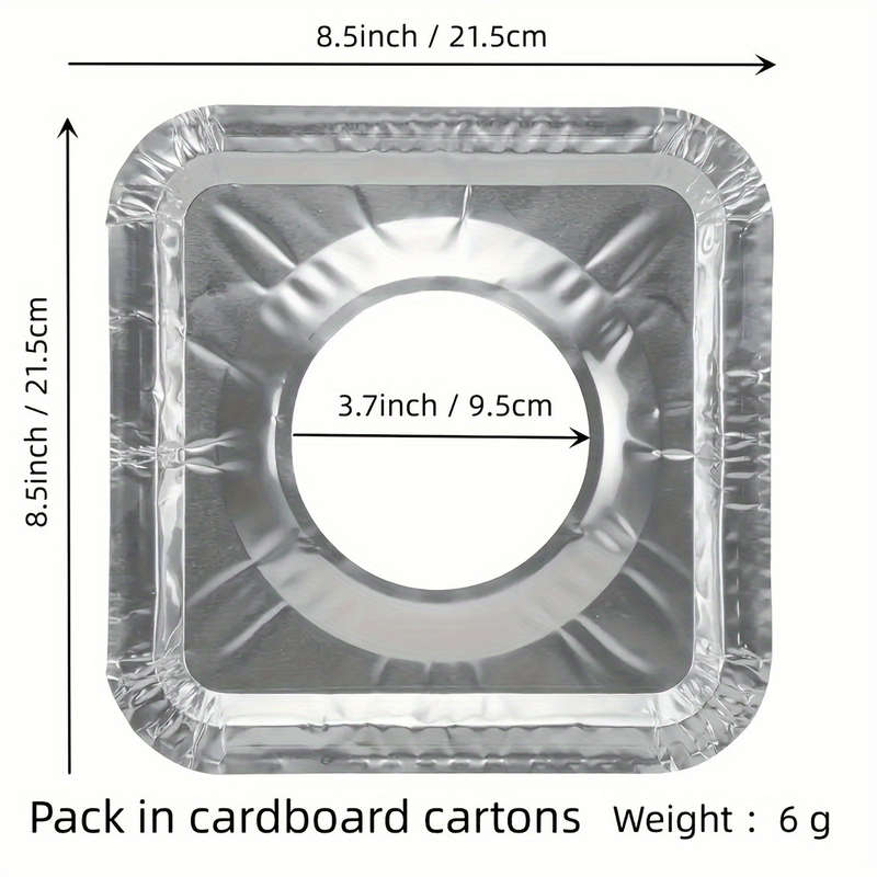 50pcs Disposable Aluminum Stove Burner Covers 8.5" Square Heat-Resistant Thick Kitchen Cook