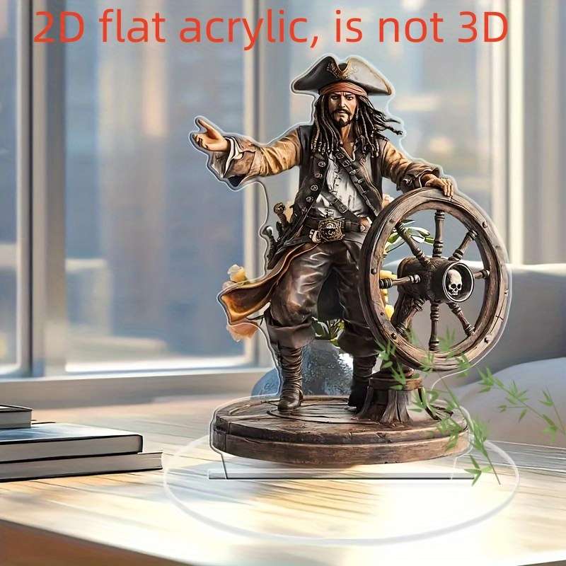 1pc 2D Flat   Bohemian Nautical  Acrylic Ship Wheel Desktop Decoration 12.7x17.78 cm Pi