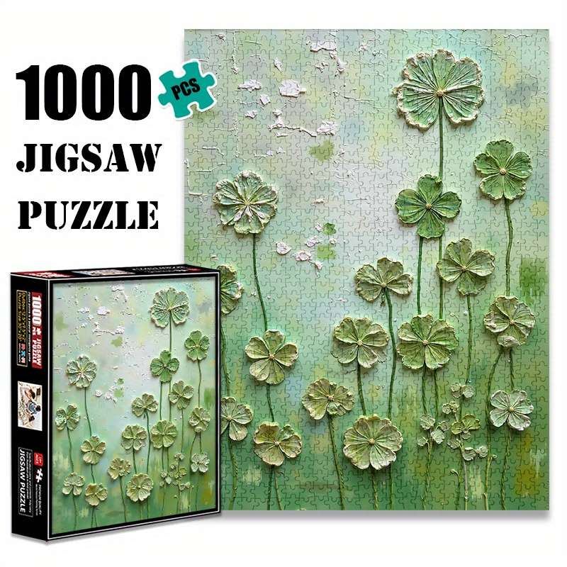 1000pcs Clover Oil Painting Jigsaw Puzzle Large Waterproof Scratch-Resistant Pap