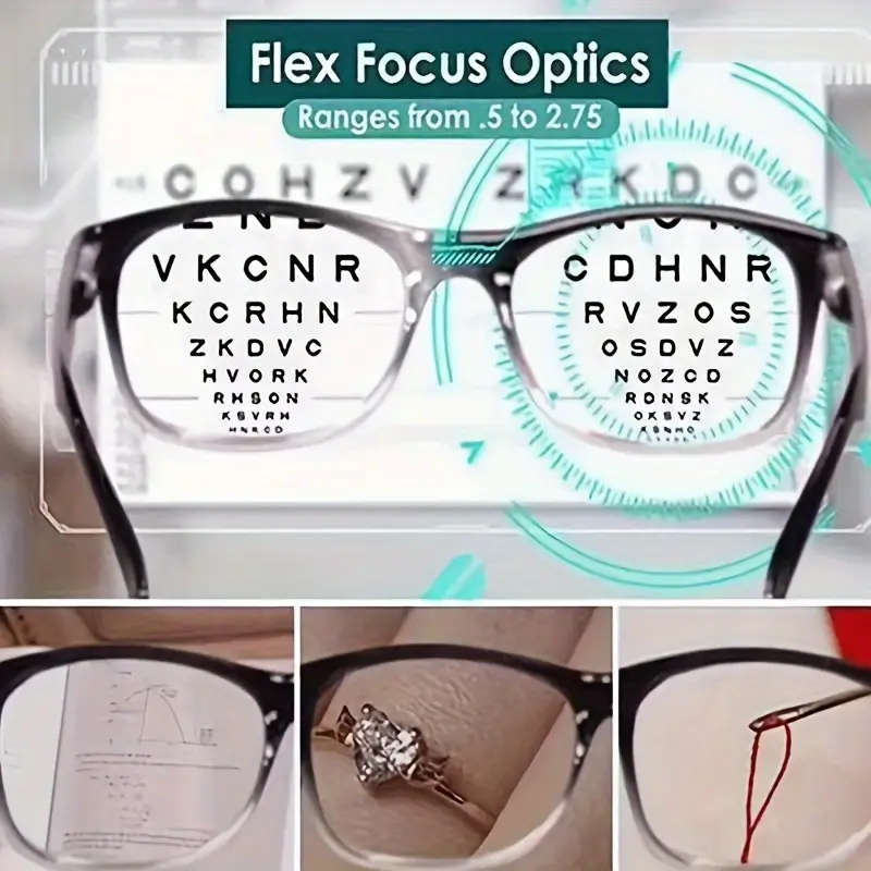 One Power Adjustable Multifocal Reading Glasses - Focus Auto-Adjusting Optic Readers Ranges From 0.5
