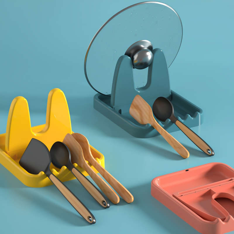 1pc Foldable Space-Saving Kitchen Organizer with Utensil Holder Lid Storage No Drill Adhesive M