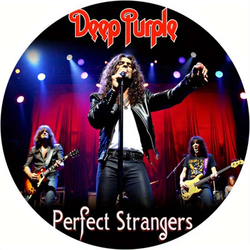 1pc  Deep Purple 2D Flat Metal Round Aluminum Sign Retro Wall Art with Band Members High-Defi