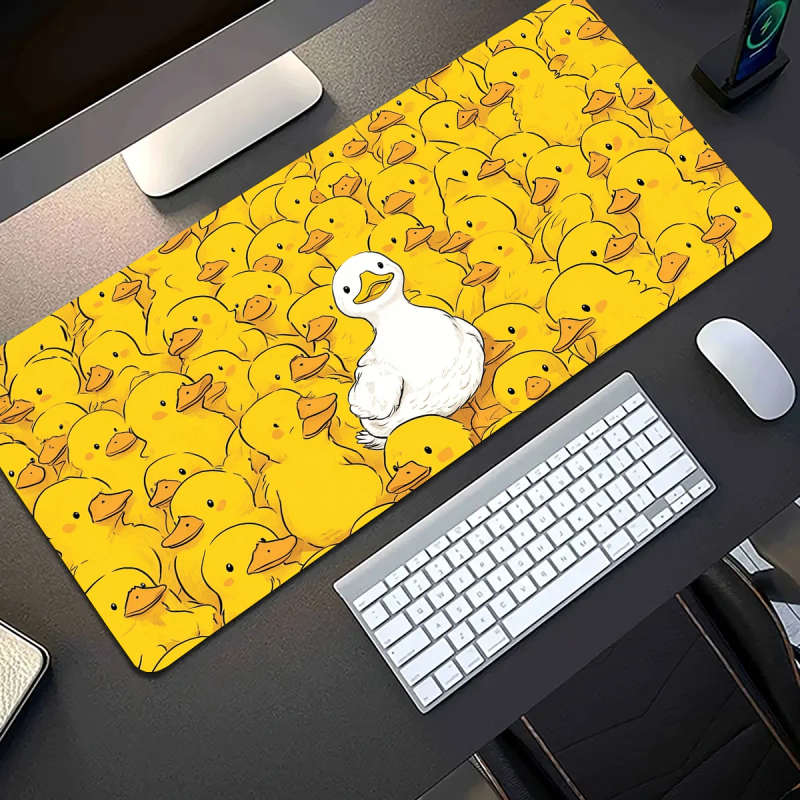 1pc 30x80cm Rubber Gaming Mouse Pad Yellow Duck Design Water-resistant Washable