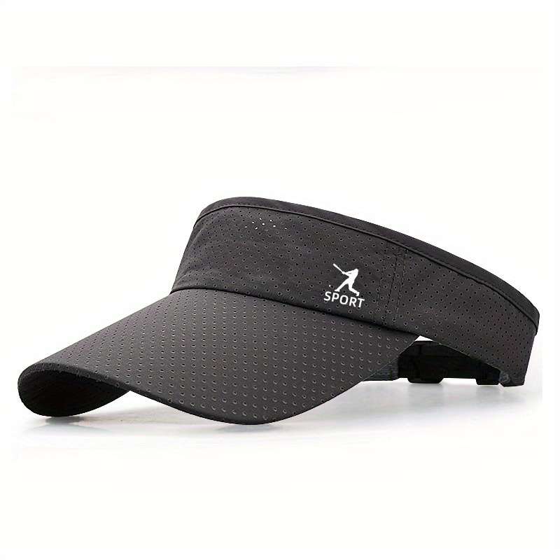 1pc Men's Quick-Dry Breathable Sports Cap White Polyester No-Top Duckbill Sun Hat with Adjustabl