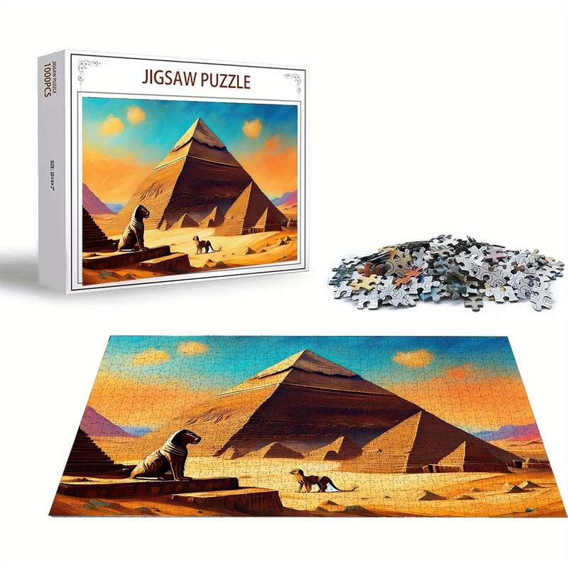 1000pcs Jigsaw Puzzle for Adults: Mysterious Egyptian Pyramids Sphinx Oil Painting