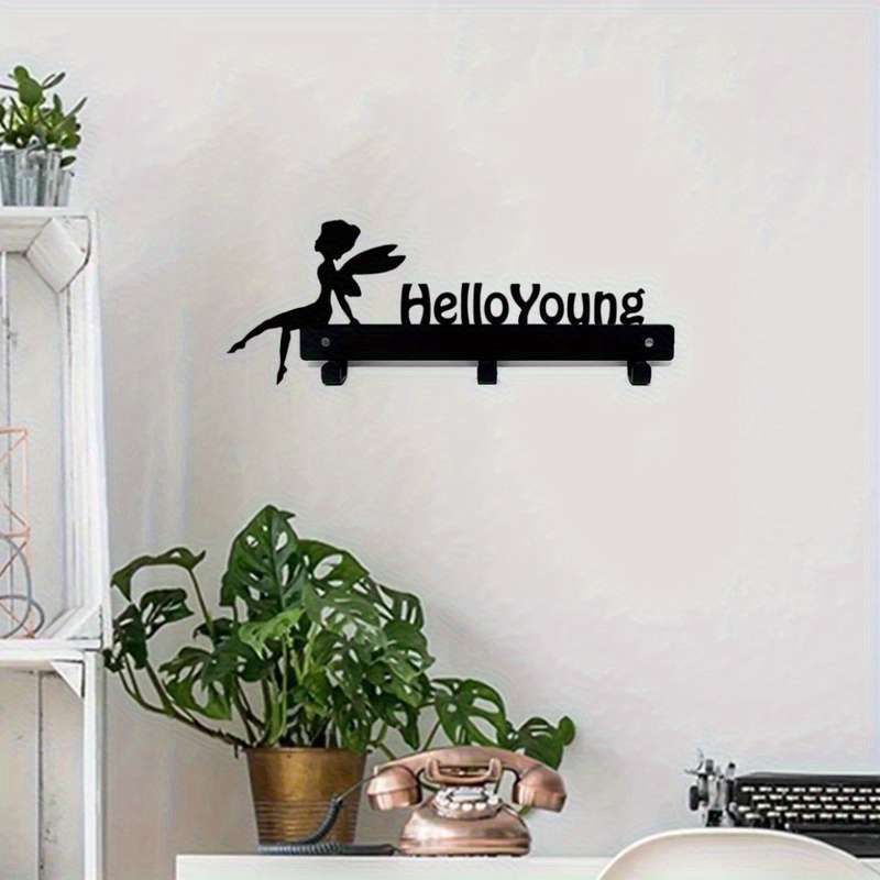 1pc HelloYoung Magical Wall-Mounted Storage RackStylish Metal Organizer for Coats Keys Towels