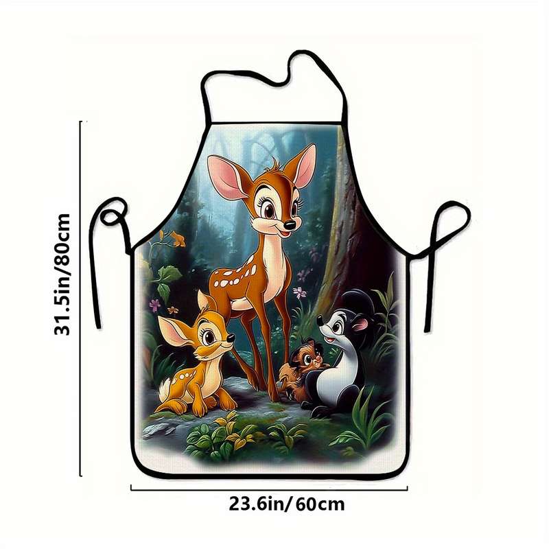 1pc Bambi Authorized Pattern Printing Polyester ApronSleeveless Durable Kitchen Cleaning