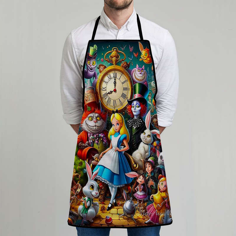 1pc Disney Alice Authorized Disney Design Sleeveless Polyester Apron Ideal for